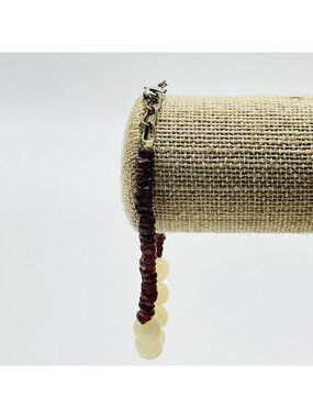 Aventurine Garnet Beaded Bracelet Yellow Green Stone Red Chips